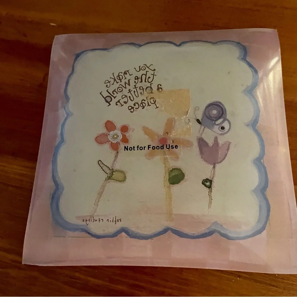 Natural Life Glass Trinket Tray “You make the world a better place” floral